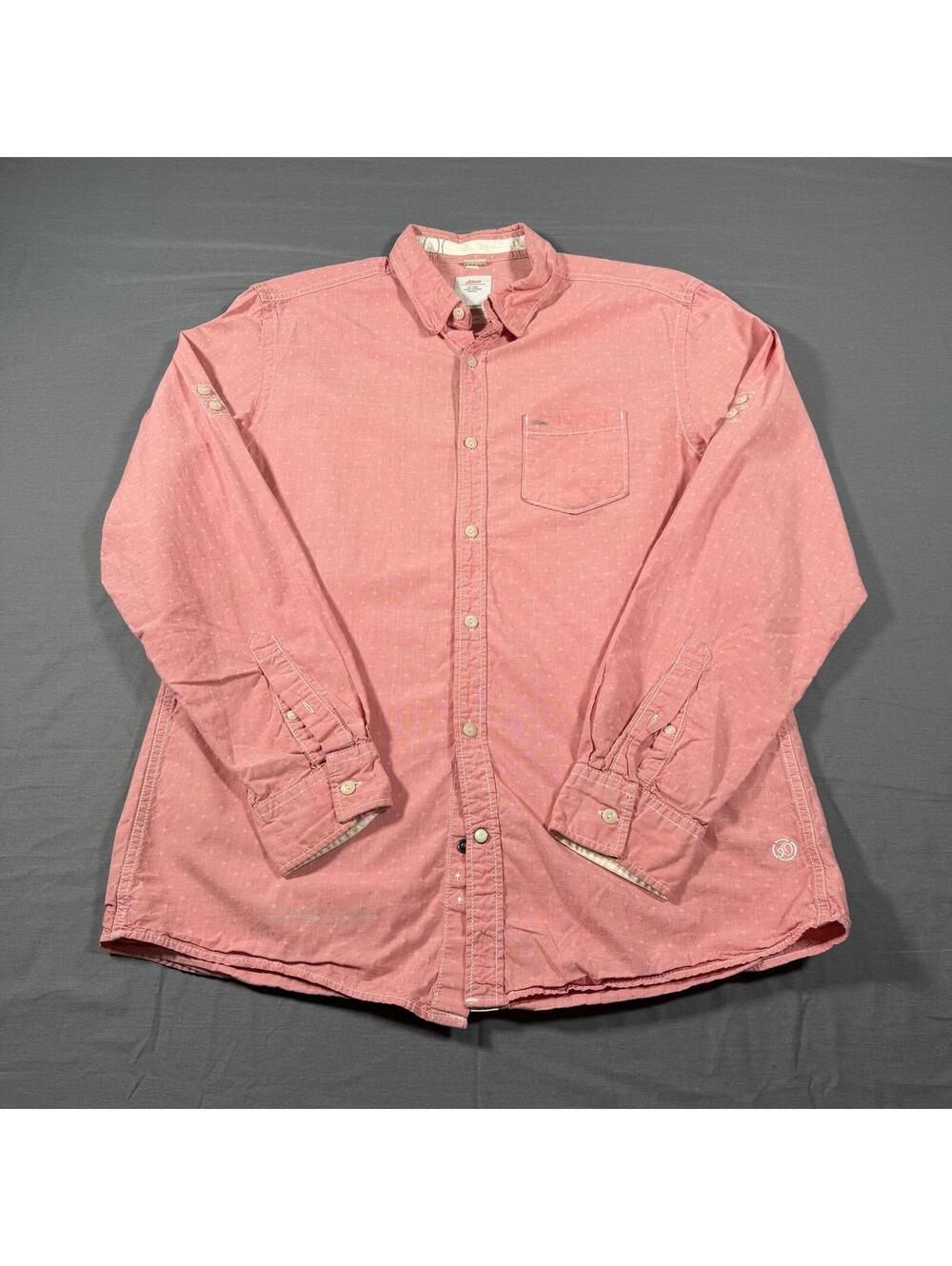 s.Oliver Slim Fit Casual Button-Up Shirt in Pink size Large 0117